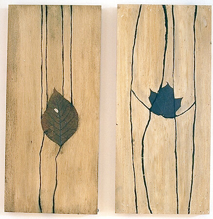 NA - Two Panel Painting w/Leaves