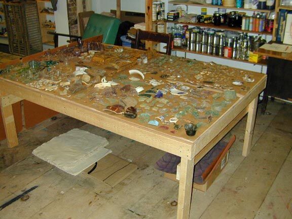 Studio - Table of Objects Found at Quabbin Reservoir